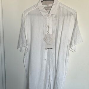 BNWT Bruno Positano Italian Linen Short Sleeve Shirt | White | Men’s Size M